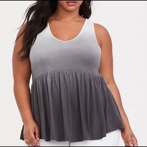 TORRID SUPER SOFT GREY DIP DYE STRAPPY BABYDOLL TANK